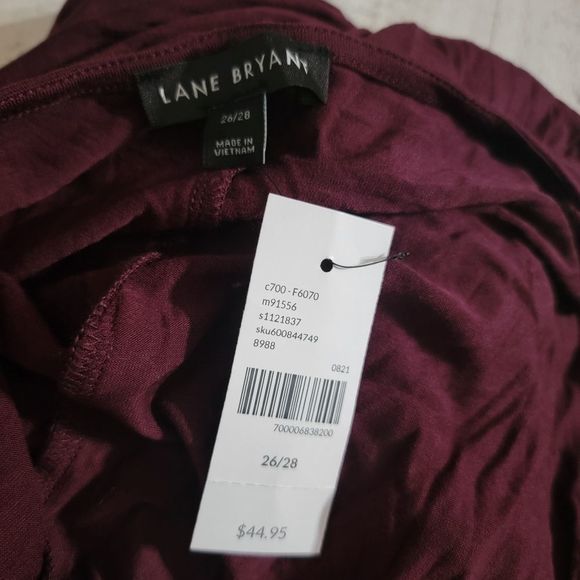 Lane Bryant plus size top long sleeve NWT Size 26/28 burgundy - Picture 3 of 4